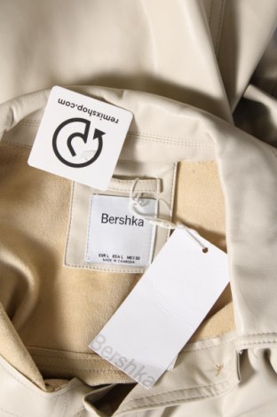 Dámska kožená bunda  Bershka, Veľkosť L, Farba Béžová, Cena  24,95 €