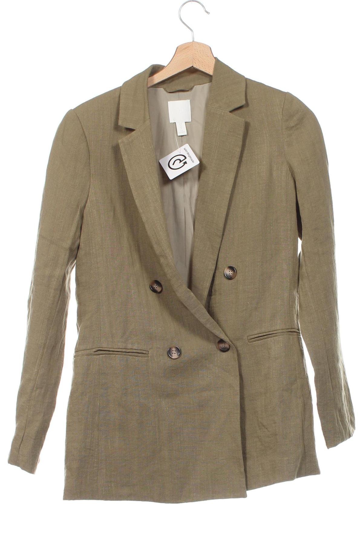 Damen Blazer H&M, Größe XS, Farbe Grün, Preis 15,99 €