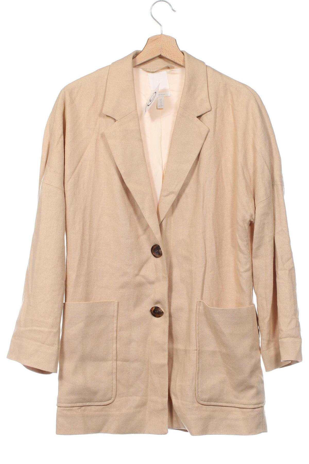 Damen Blazer H&M, Größe XS, Farbe Beige, Preis 15,99 €