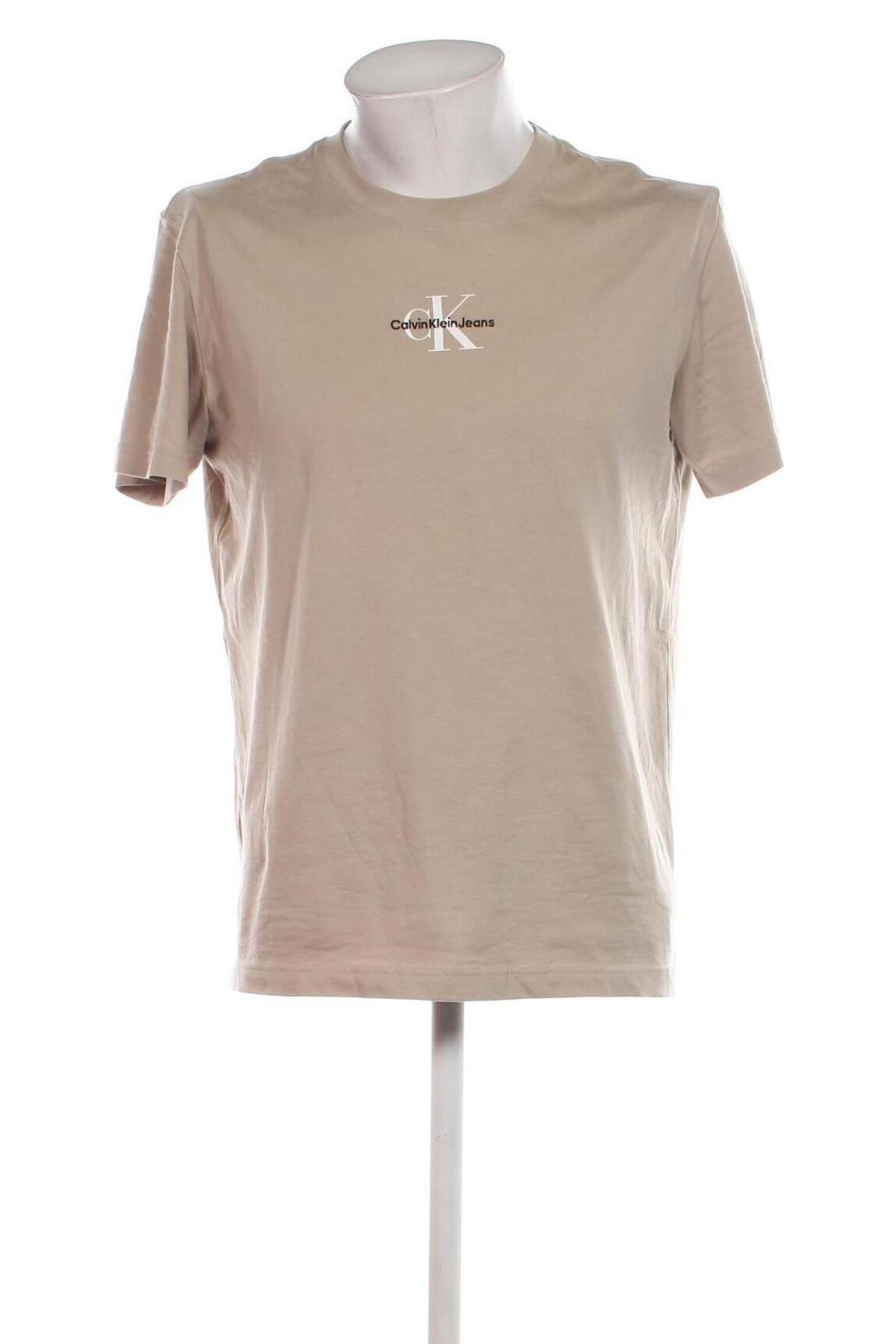 Herren T-Shirt Calvin Klein Jeans, Größe M, Farbe Beige, Preis 27,99 €