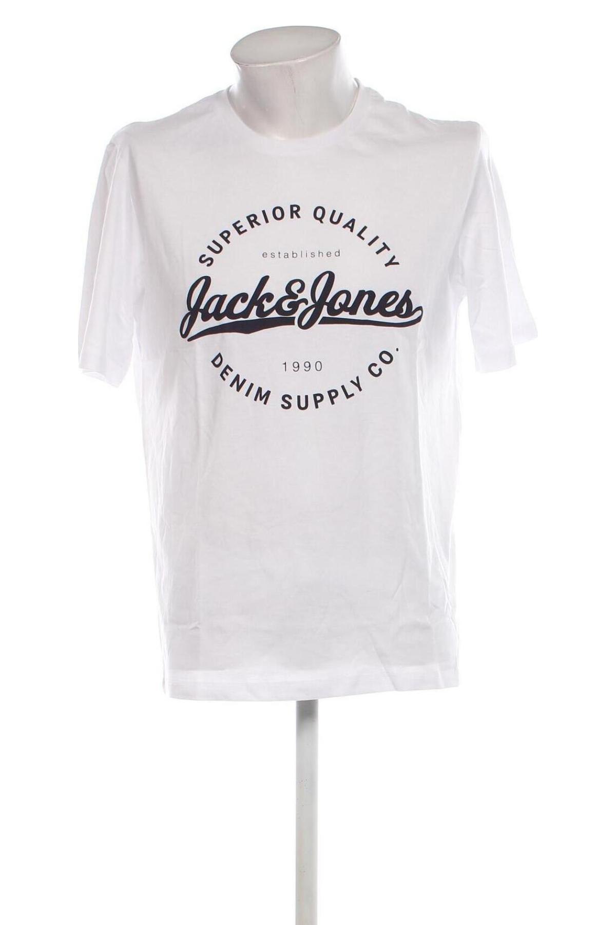 Мъжка тениска Jack & Jones, Размер L, Цвят Бял, Цена 14,99 лв.