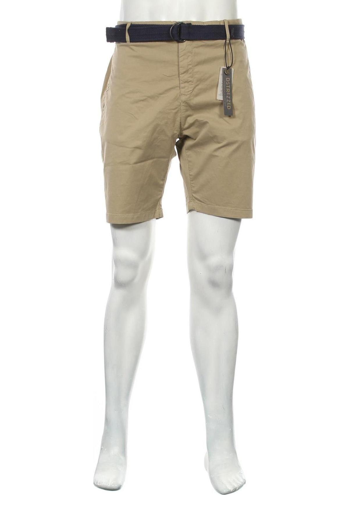 Мъжки къс панталон Dstrezzed, Размер XL, Цвят Бежов, 98% памук, 2% еластан, Цена 50,14 лв.