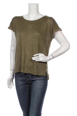 Дамска блуза Promod, Размер XL, Цвят Зелен, Лен, Цена 27,30 лв.