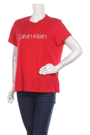 Дамска тениска Calvin Klein, Размер XXL, Цвят Червен, 100% памук, Цена 42,00 лв.