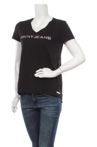 Дамска тениска DKNY Jeans, Размер S, Цвят Черен, 60% памук, 40% модал, Цена 57,40 лв.