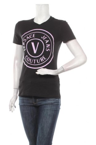 Дамска тениска Versace Jeans, Размер M, Цвят Черен, 92% памук, 8% еластан, Цена 195,30 лв.