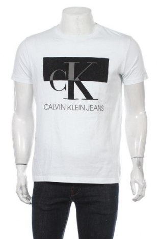Herren T-Shirt Calvin Klein Jeans, Größe XL, Farbe Weiß, Baumwolle, Preis 27,83 €
