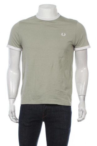 Herren T-Shirt Fred Perry, Größe M, Farbe Grün, Baumwolle, Preis 51,24 €