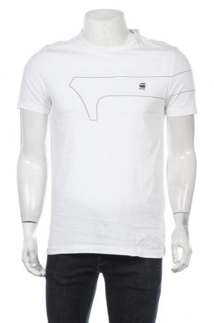 Herren T-Shirt G-Star Raw, Größe M, Farbe Weiß, Baumwolle, Preis 32,01 €