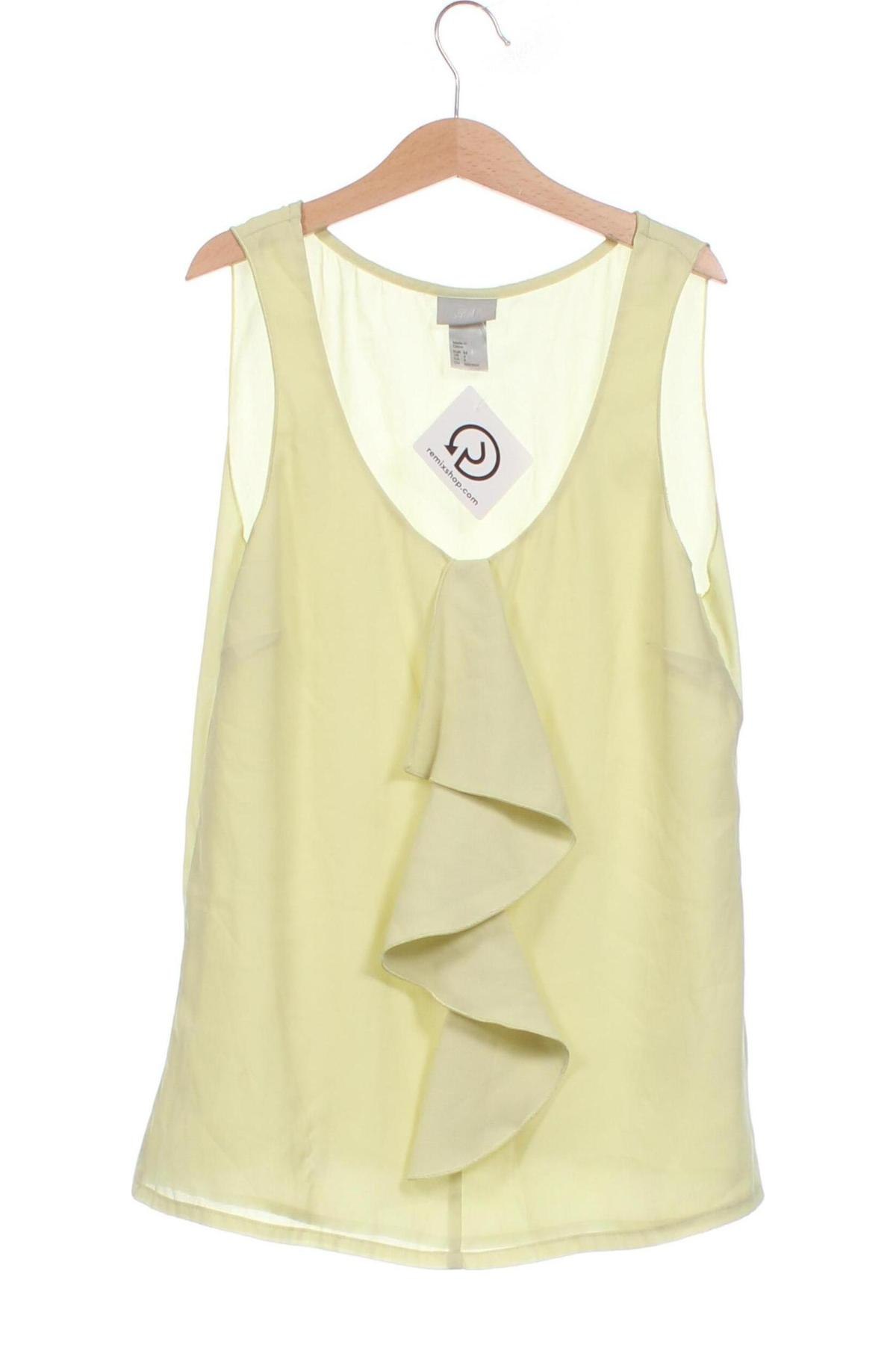 Γυναικείο αμάνικο μπλουζάκι H&M, Μέγεθος XS, Χρώμα Κίτρινο, Τιμή 6,65 €