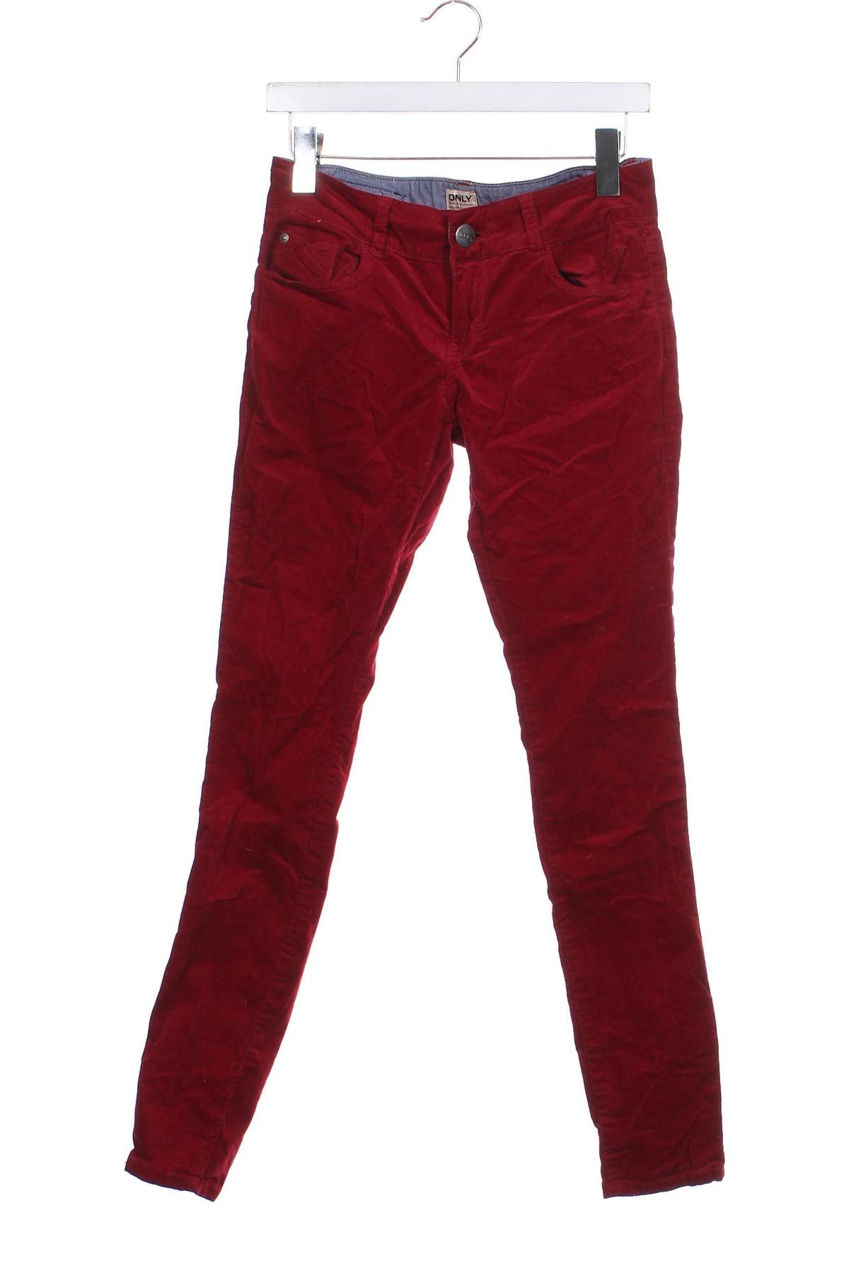 Pantaloni de velvet de femei ONLY, Mărime S, Culoare Roșu, Preț 31,99 Lei