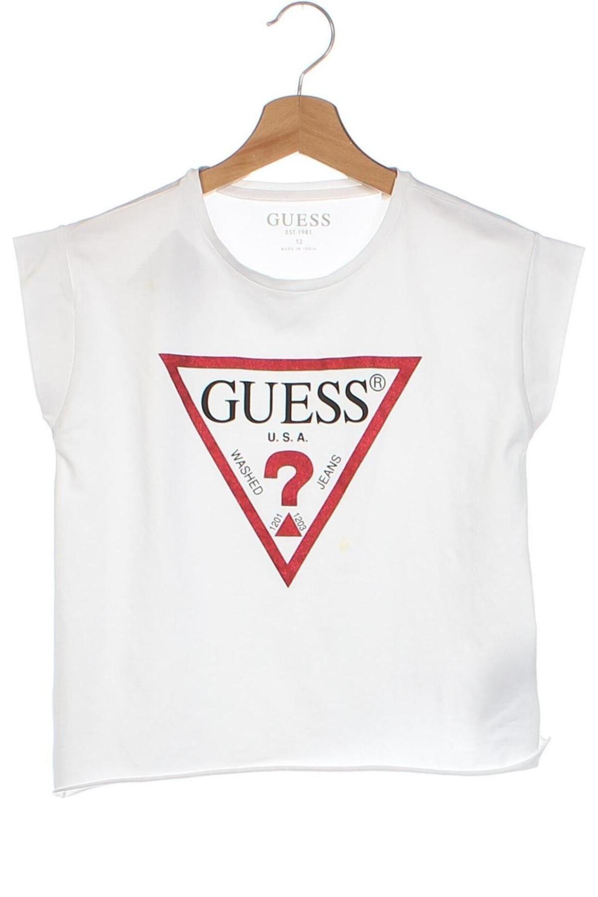 Dziecięca bluzka Guess, Rozmiar 11-12y/ 152-158 cm, Kolor Biały, Cena 205,49 zł