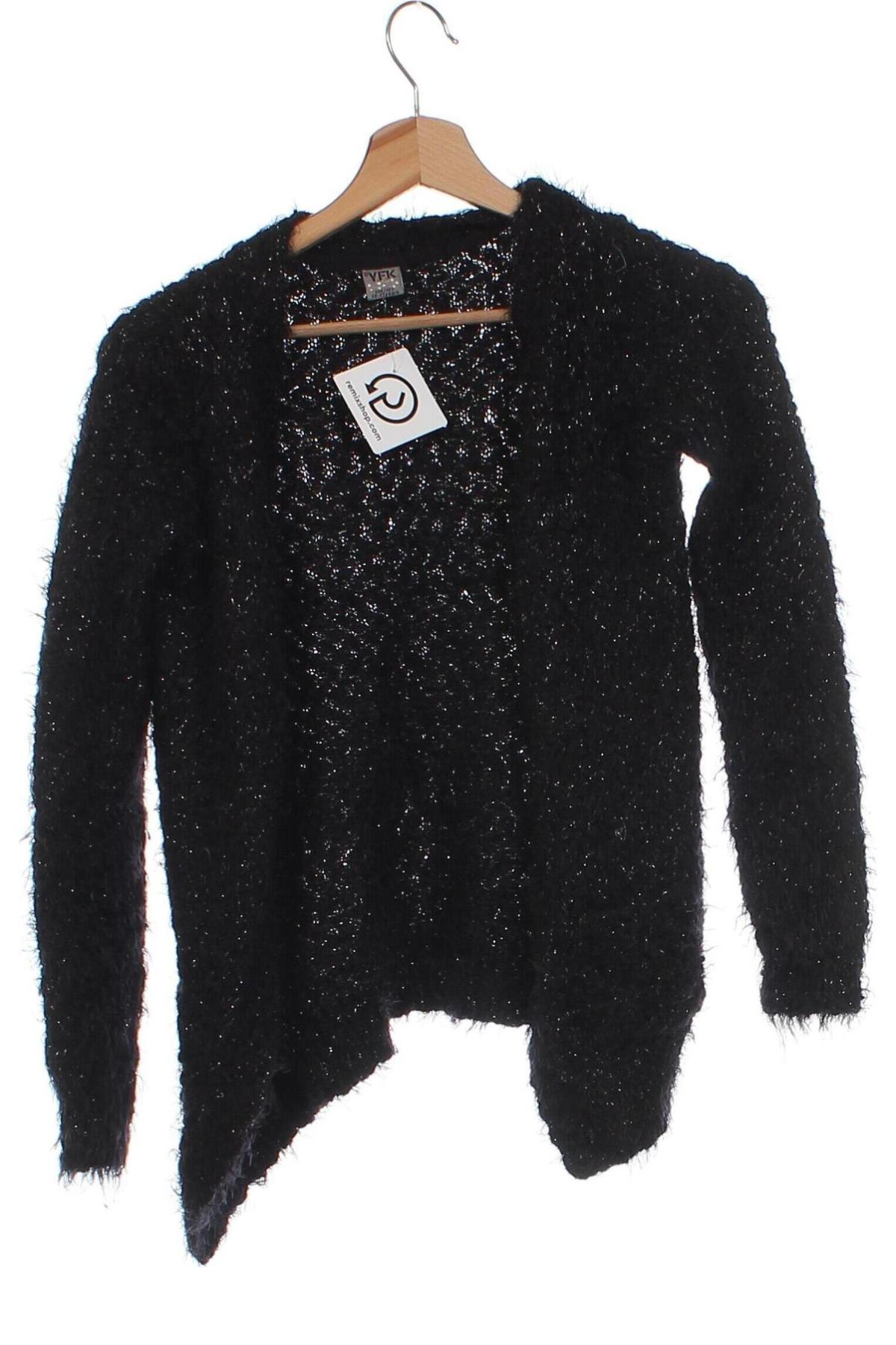 Kinder Strickjacke Y.F.K., Größe 10-11y/ 146-152 cm, Farbe Schwarz, Preis 8,49 €