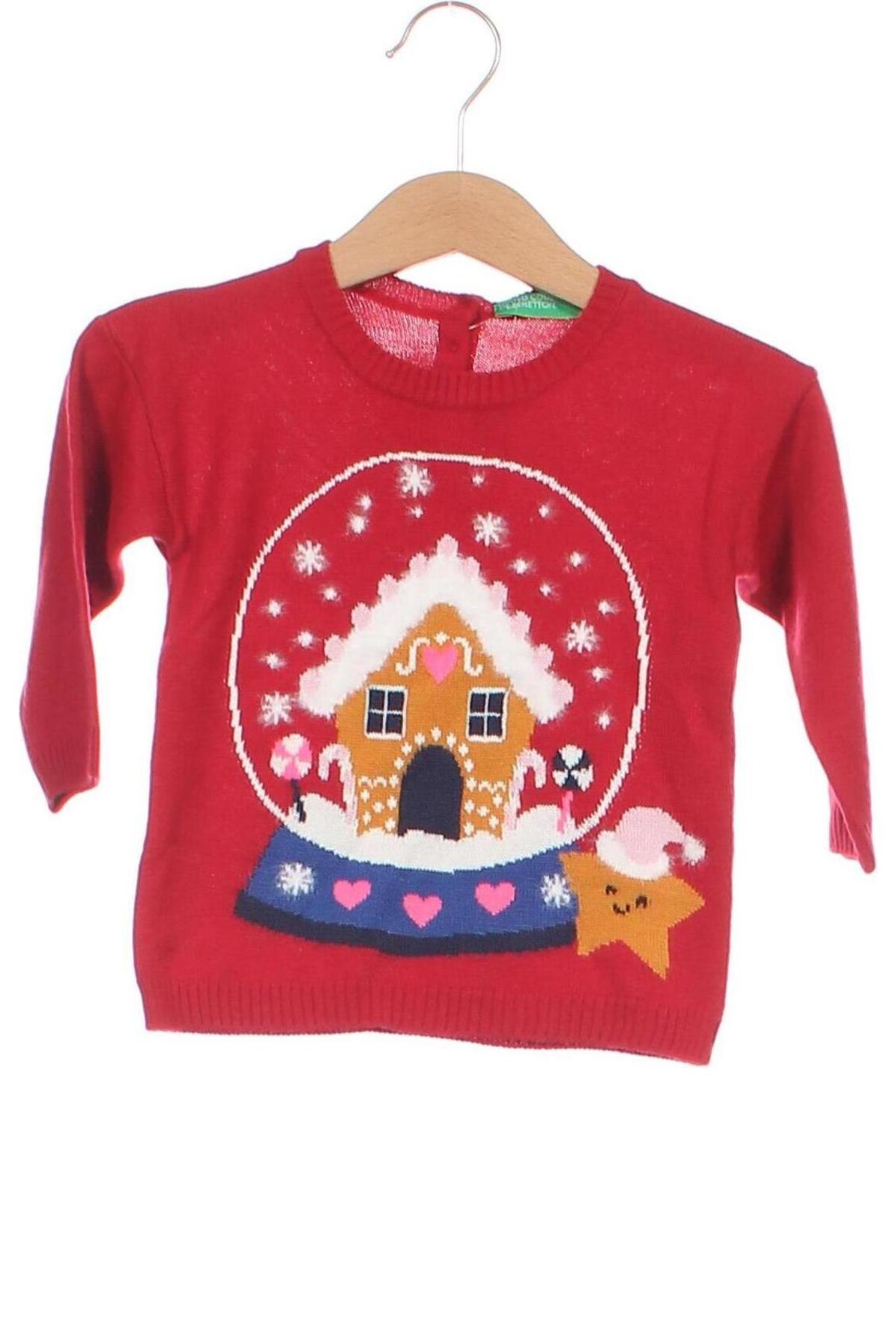 Dziecięcy sweter United Colors Of Benetton, Rozmiar 9-12m/ 74-80 cm, Kolor Czerwony, Cena 54,99 zł