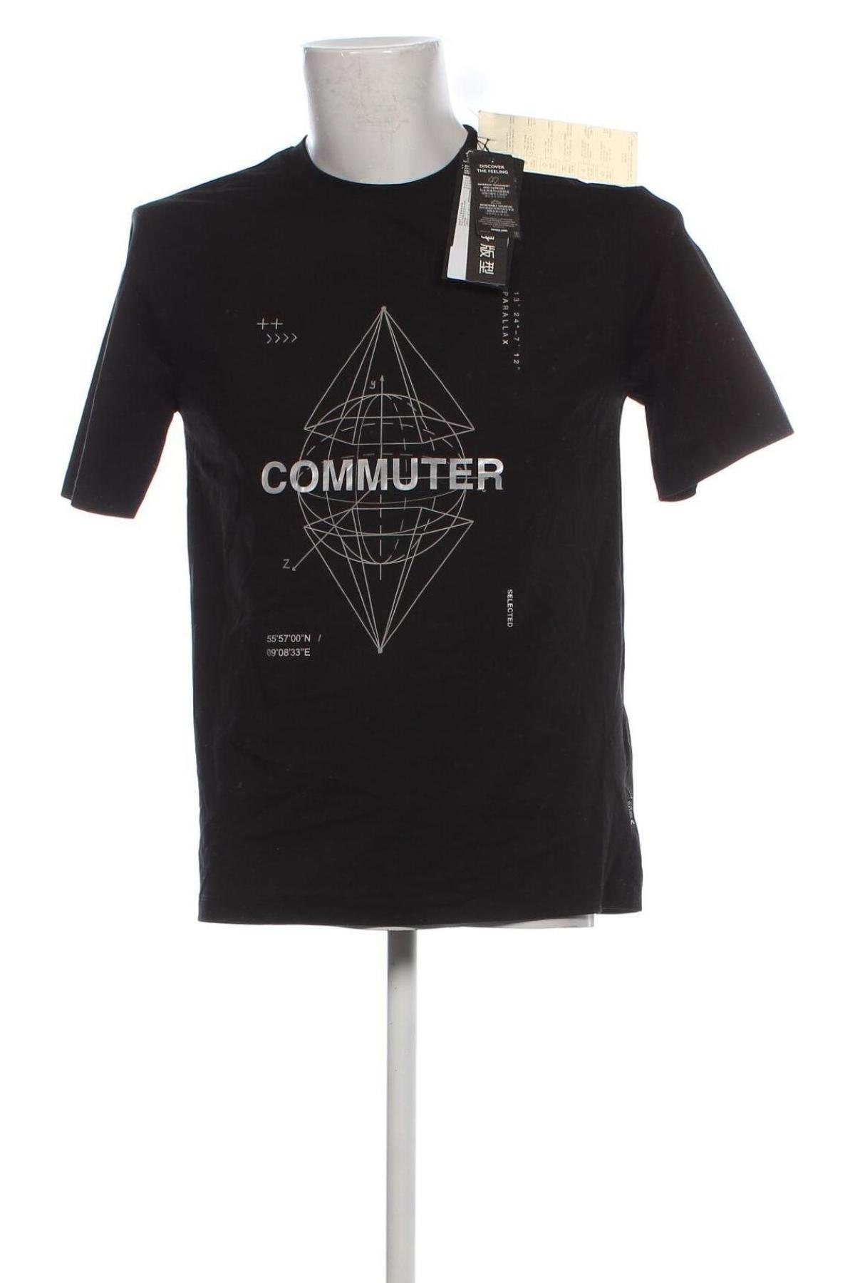 Herren T-Shirt Selected, Größe M, Farbe Schwarz, Preis € 18,99