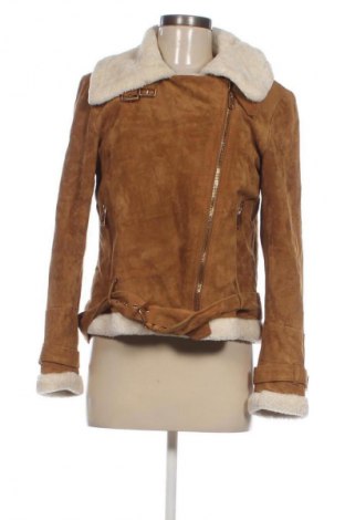 Дамско кожено яке Zara, Размер L, Цвят Кафяв, Цена 112,99 лв.