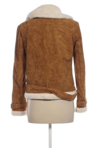 Дамско кожено яке Zara, Размер L, Цвят Кафяв, Цена 112,99 лв.