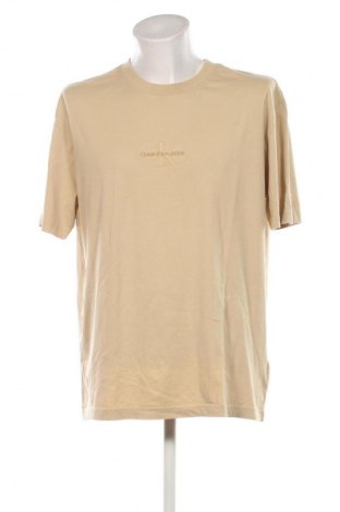 Męski T-shirt Calvin Klein Jeans, Rozmiar XL, Kolor Beżowy, Cena 275,99 zł
