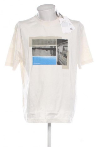 Tricou de bărbați Calvin Klein Jeans, Mărime M, Culoare Ecru, Preț 290,99 Lei