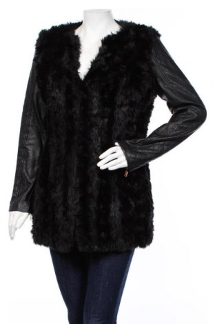 Дамско палто F&F, Размер M, Цвят Черен, Акрил, еко кожа, Цена 32,20 лв.