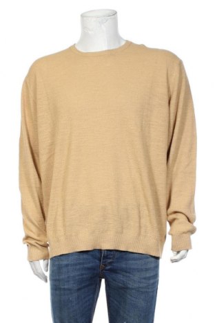 Мъжки пуловер United Colors Of Benetton, Размер XXL, Цвят Бежов, 70% памук, 30% лен, Цена 24,75 лв.