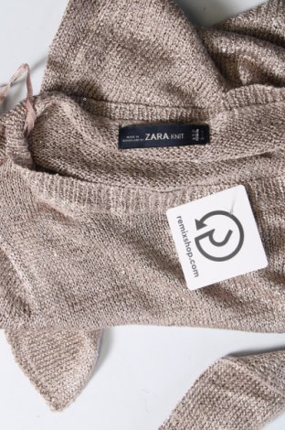 Дамски пуловер Zara Knitwear, Размер S, Цвят Бежов, Цена 12,49 лв.