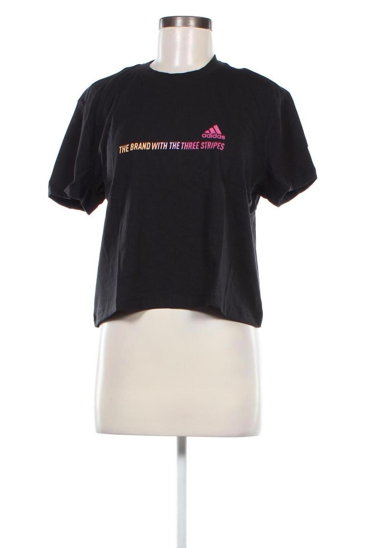 Γυναικείο t-shirt Adidas, Μέγεθος L, Χρώμα Μαύρο, Τιμή 19,49 €