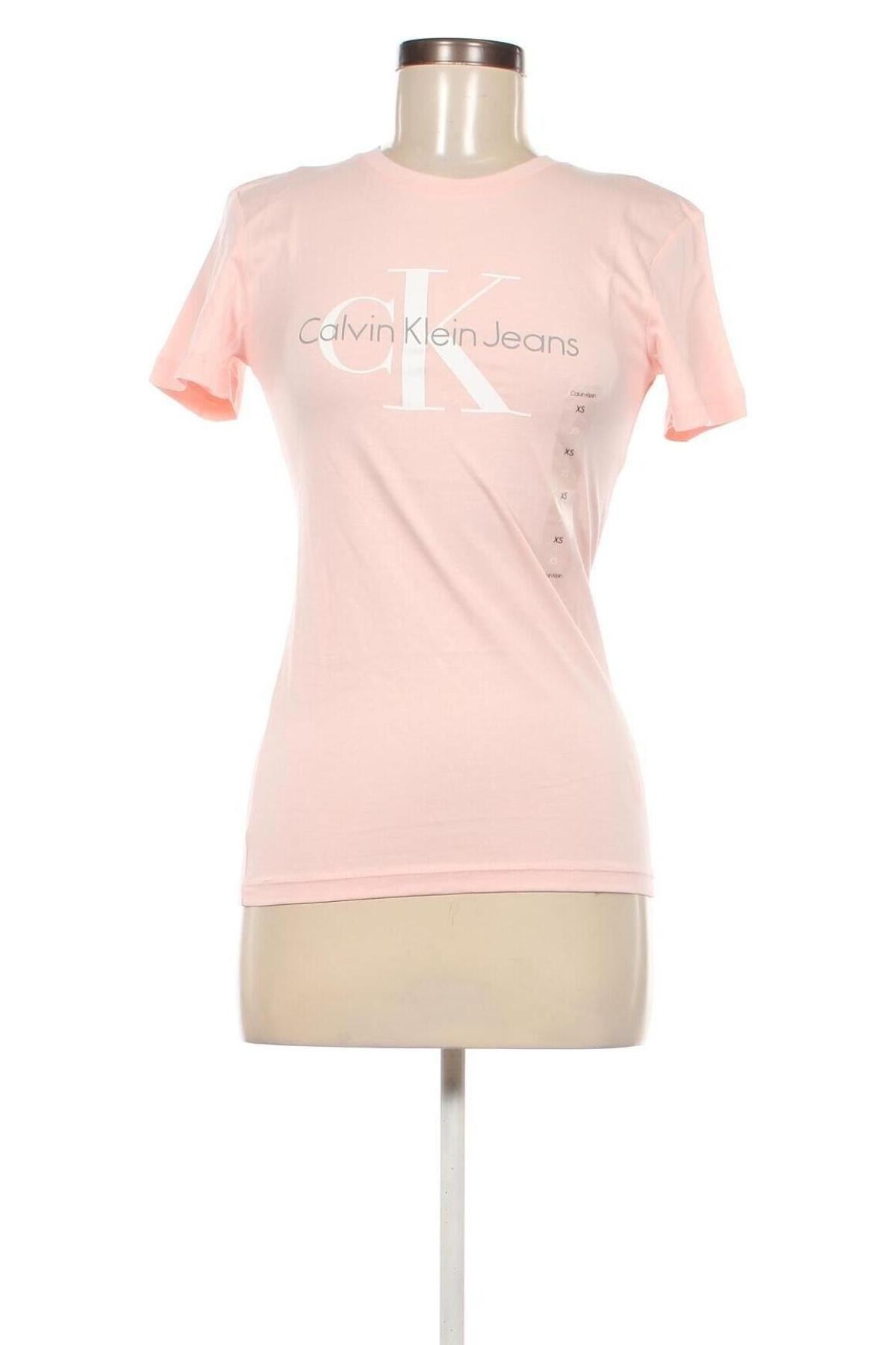 Γυναικείο t-shirt Calvin Klein Jeans, Μέγεθος XS, Χρώμα Ρόζ , Τιμή 23,99 €