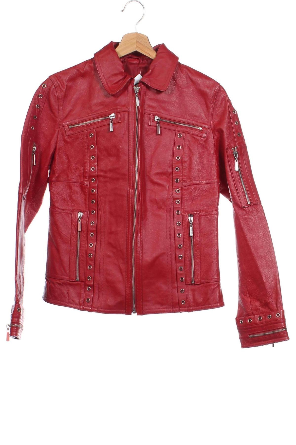 Damen Lederjacke, Größe XS, Farbe Rot, Preis 32,49 €