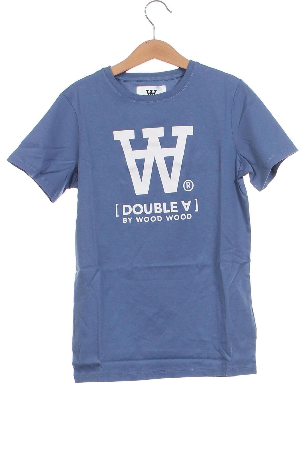 Dziecięcy T-shirt Double A by Wood Wood, Rozmiar 11-12y/ 152-158 cm, Kolor Niebieski, Cena 59,99 zł