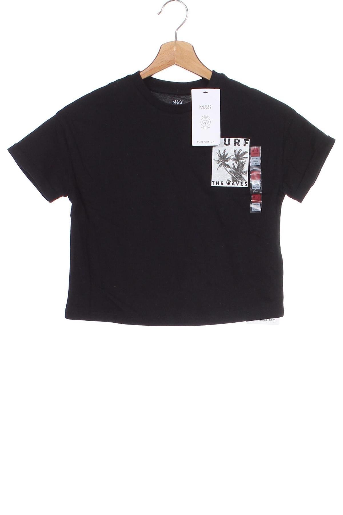 Dziecięcy T-shirt Marks & Spencer, Rozmiar 7-8y/ 128-134 cm, Kolor Czarny, Cena 29,99 zł