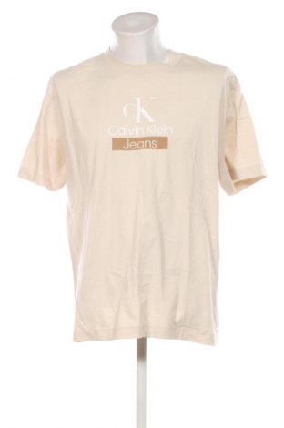 Herren T-Shirt Calvin Klein Jeans, Größe L, Farbe Beige, Preis 32,99 €