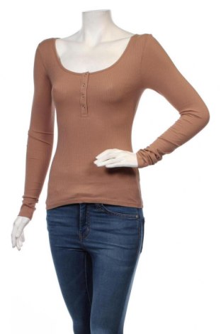 Дамска блуза Review, Размер S, Цвят Кафяв, 95% памук, 5% еластан, Цена 28,80 лв.