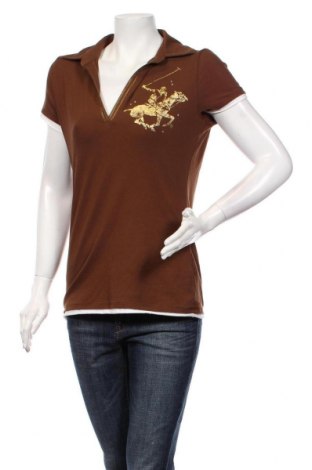 Γυναικείο t-shirt Beverly Hills Polo Club, Μέγεθος M, Χρώμα Καφέ, 95% βαμβάκι, 5% ελαστάνη, Τιμή 21,03 €
