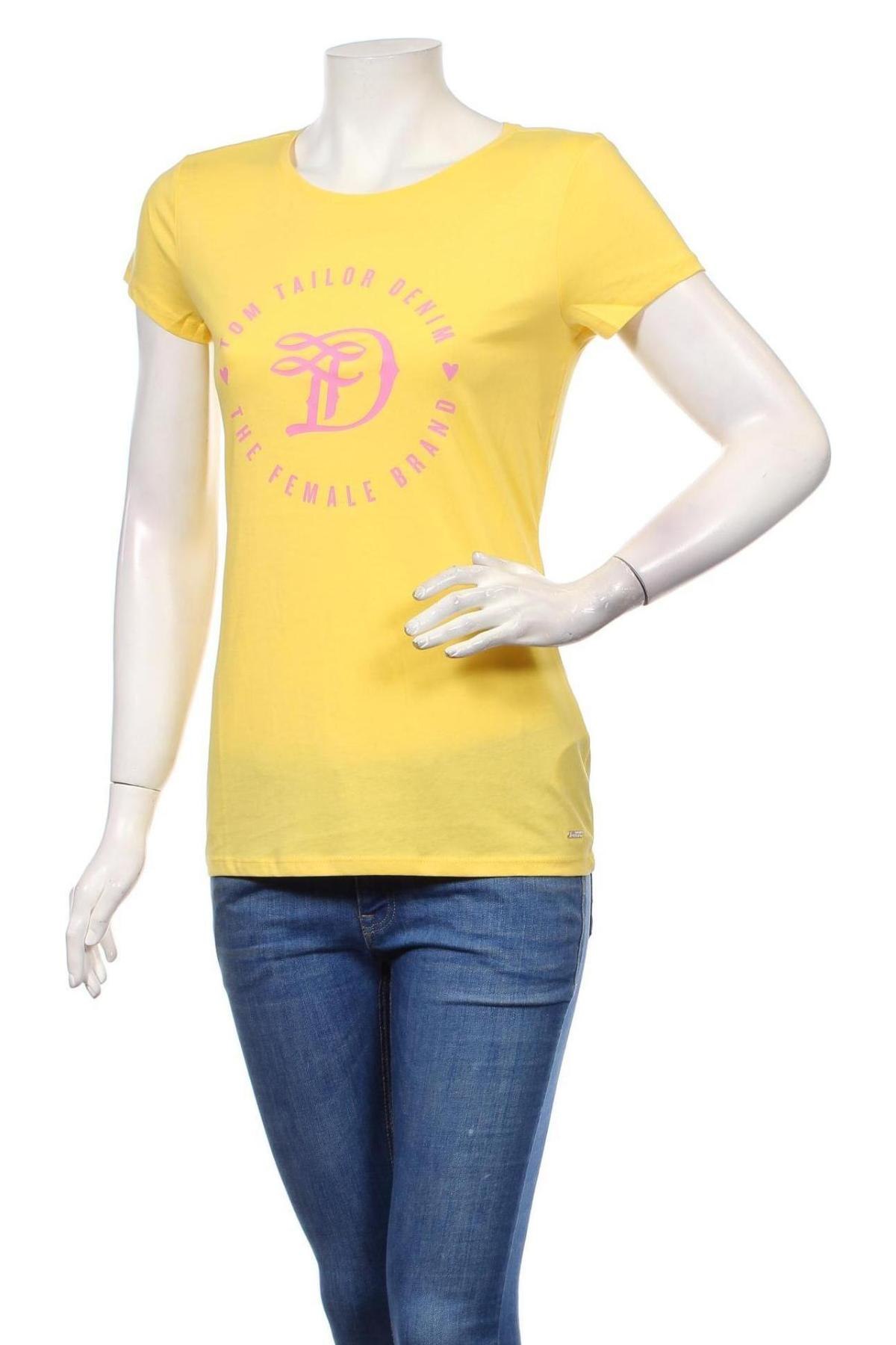 Γυναικείο t-shirt Tom Tailor, Μέγεθος S, Χρώμα Κίτρινο, Βαμβάκι, Τιμή 12,16 €