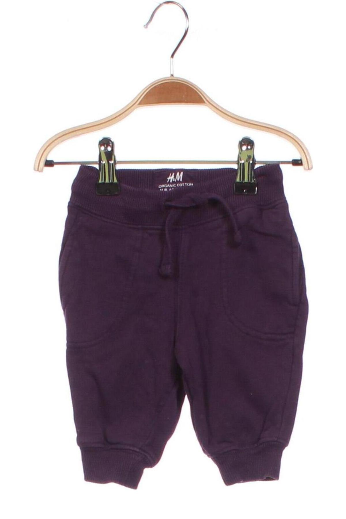 Dziecięce spodnie sportowe H&M, Rozmiar 2-3m/ 56-62 cm, Kolor Fioletowy, Cena 7,48 zł