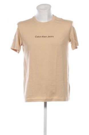 Męski T-shirt Calvin Klein Jeans, Rozmiar M, Kolor Beżowy, Cena 143,99 zł