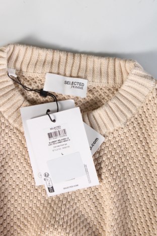 Męski sweter Selected Homme, Rozmiar L, Kolor Beżowy, Cena 102,99 zł