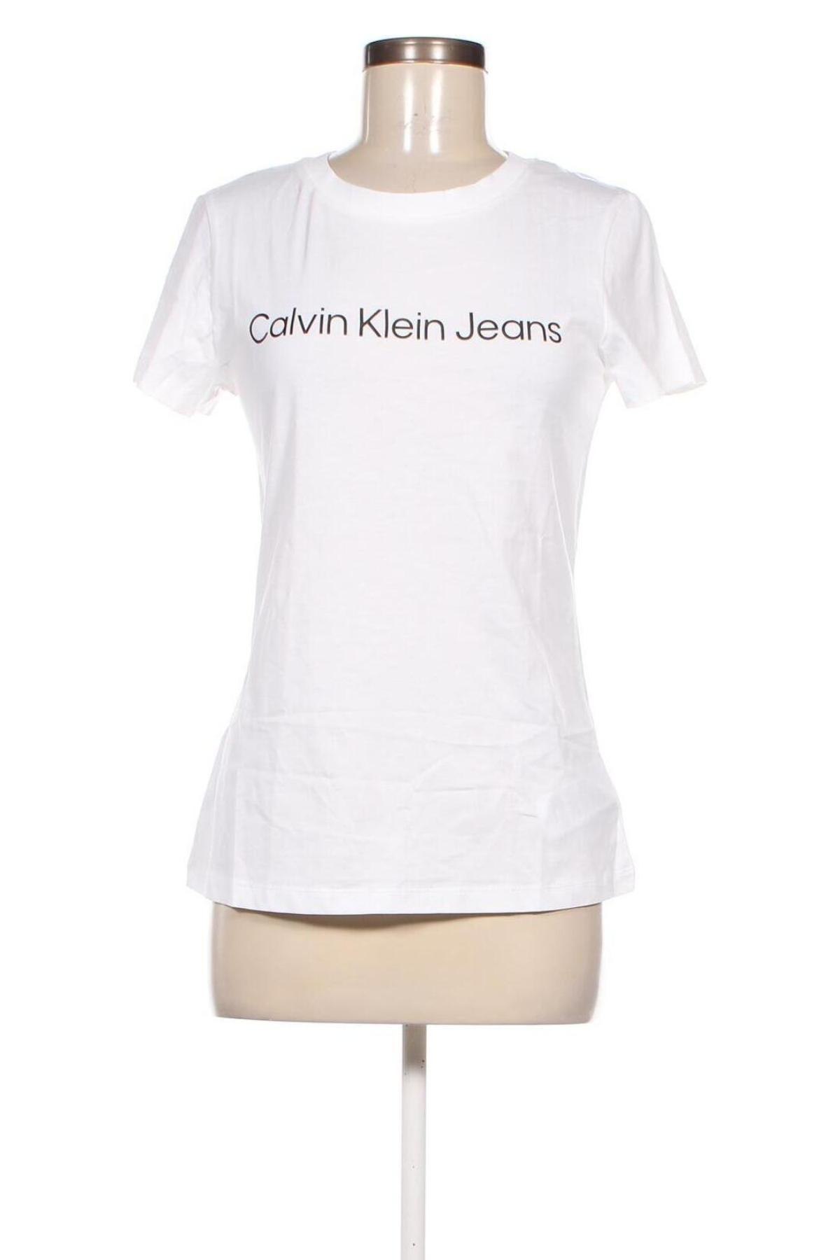 Damen T-Shirt Calvin Klein, Größe M, Farbe Weiß, Preis 31,99 €