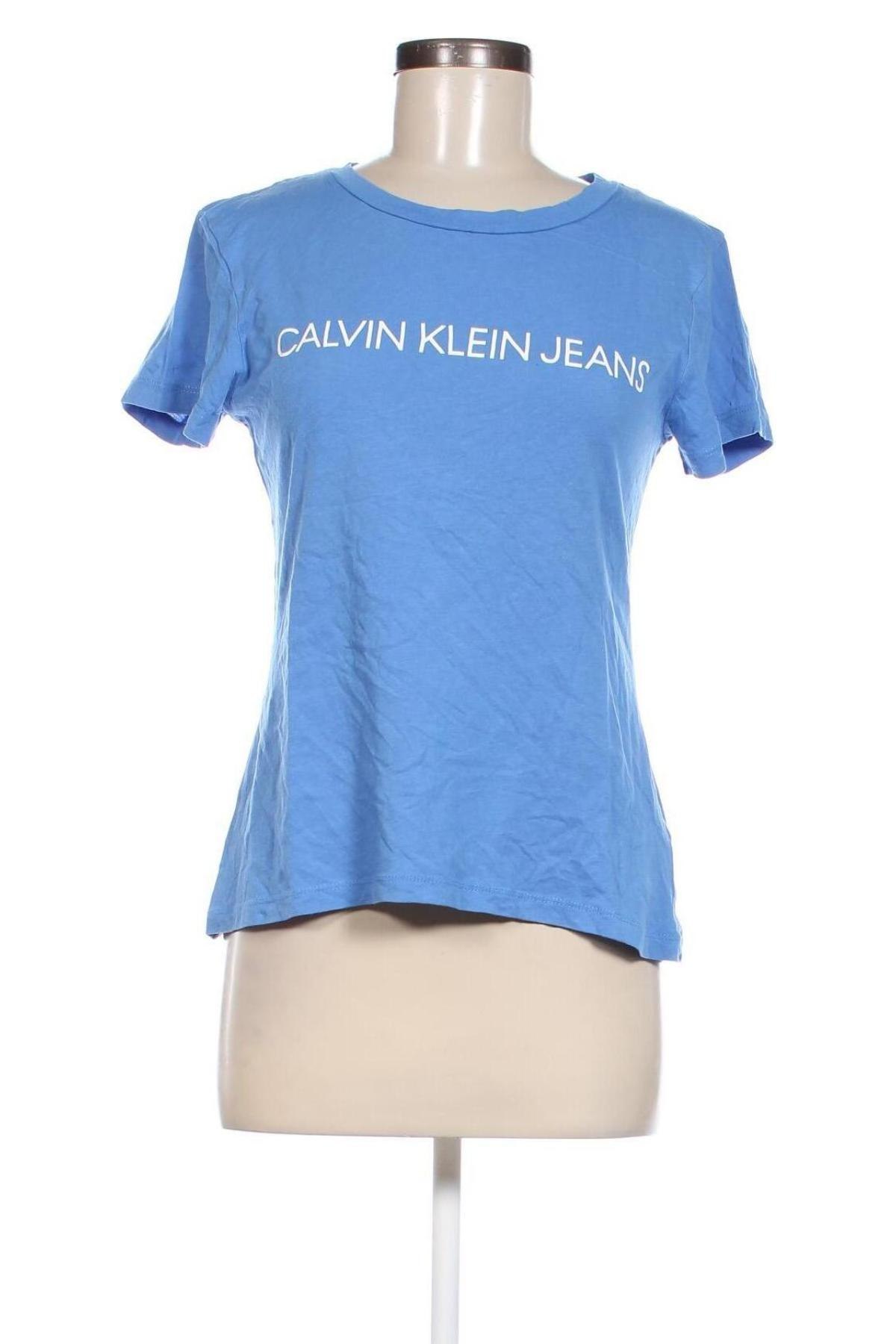 Γυναικείο t-shirt Calvin Klein Jeans, Μέγεθος S, Χρώμα Μπλέ, Τιμή 14,99 €