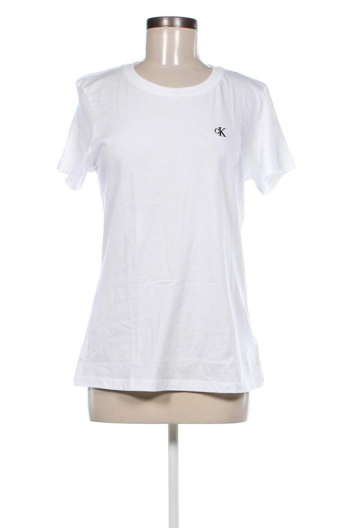 Γυναικείο t-shirt Calvin Klein Jeans, Μέγεθος L, Χρώμα Λευκό, Τιμή 25,99 €