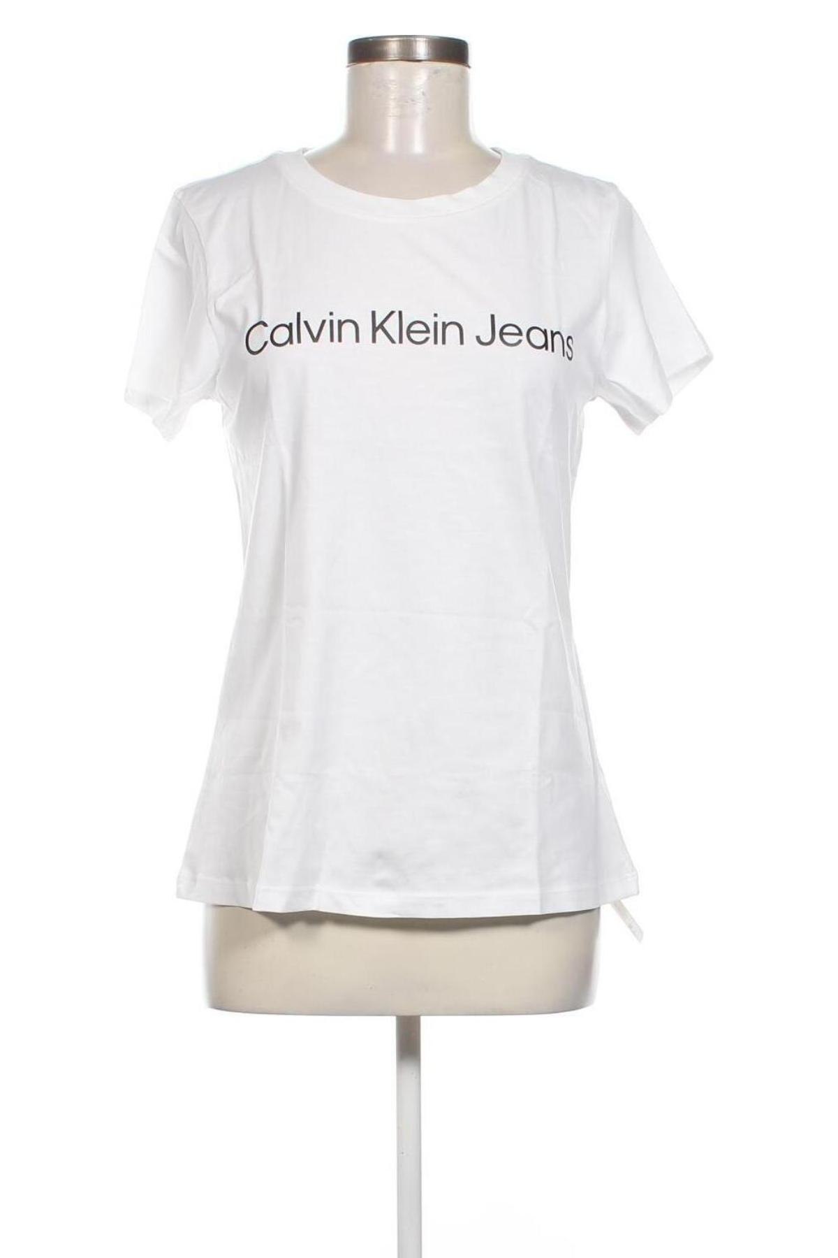 Tricou de femei Calvin Klein Jeans, Mărime L, Culoare Alb, Preț 177,99 Lei