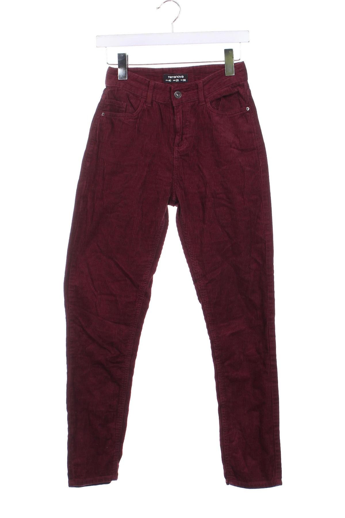 Pantaloni de velvet de femei Terranova, Mărime S, Culoare Roșu, Preț 38,99 Lei