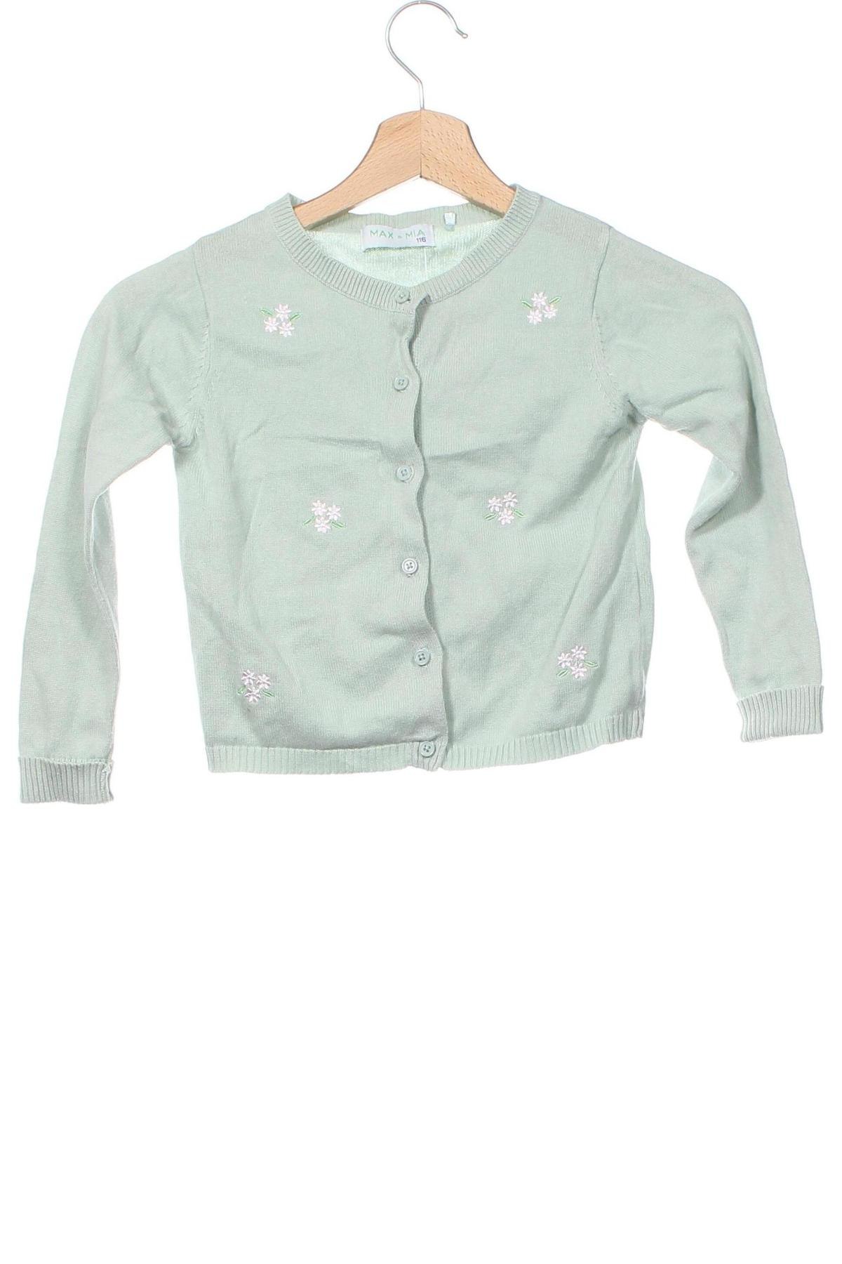 Kinder Strickjacke Max & Mia, Größe 4-5y/ 110-116 cm, Farbe Grün, Preis 5,99 €