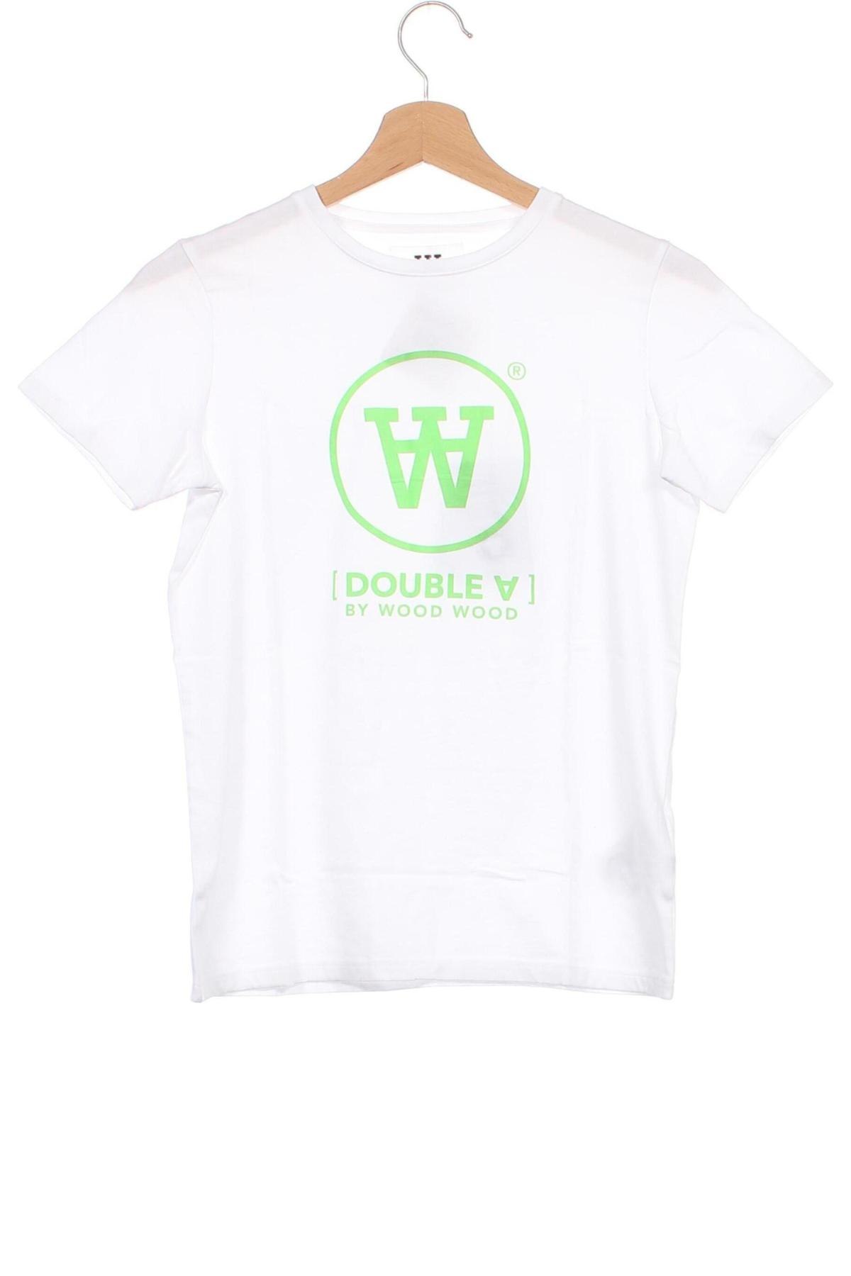 Dziecięcy T-shirt Double A by Wood Wood, Rozmiar 11-12y/ 152-158 cm, Kolor Biały, Cena 86,99 zł