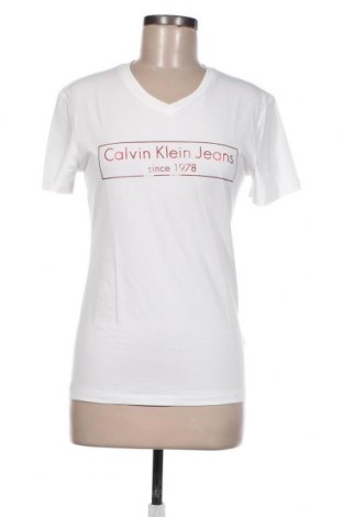 Дамска тениска Calvin Klein Jeans, Размер S, Цвят Бял, 57% памук, 38% модал, 5% еластан, Цена 54,60 лв.