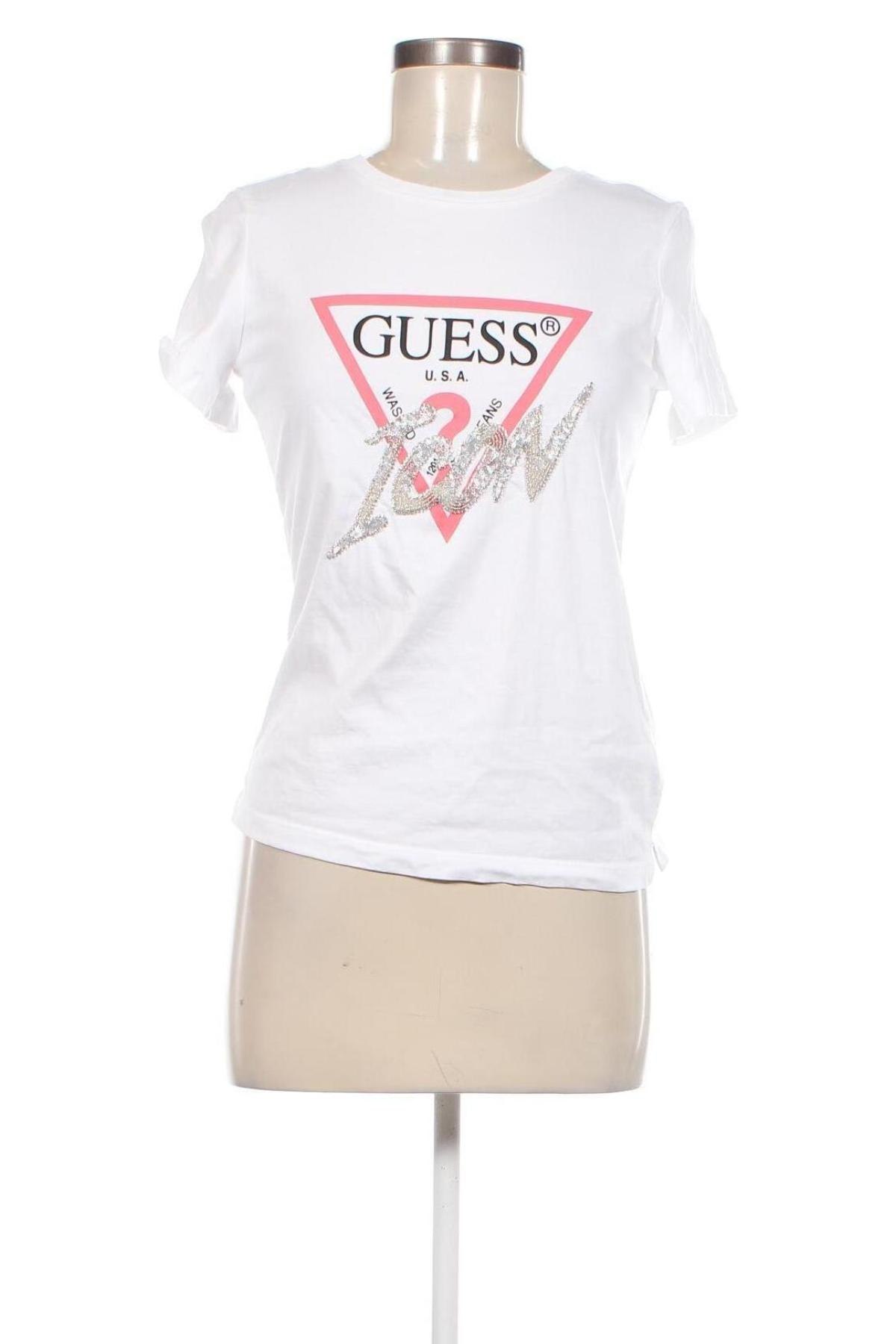 Damen T-Shirt Guess, Größe XS, Farbe Weiß, Preis 24,49 €