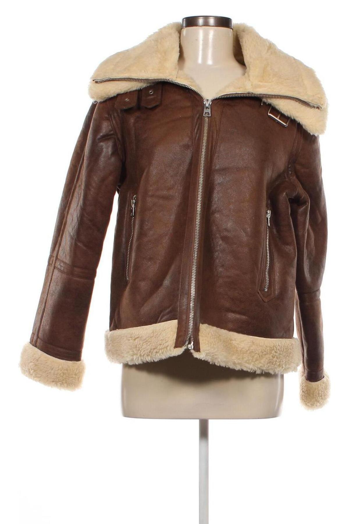 Damen Lederjacke Topshop, Größe S, Farbe Braun, Preis 46,99 €