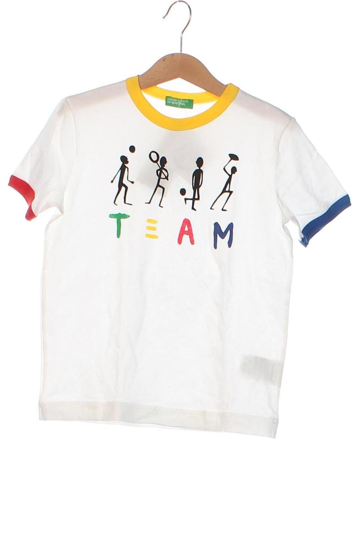 Kinder T-Shirt United Colors Of Benetton, Größe 6-7y/ 122-128 cm, Farbe Weiß, Preis 10,99 €