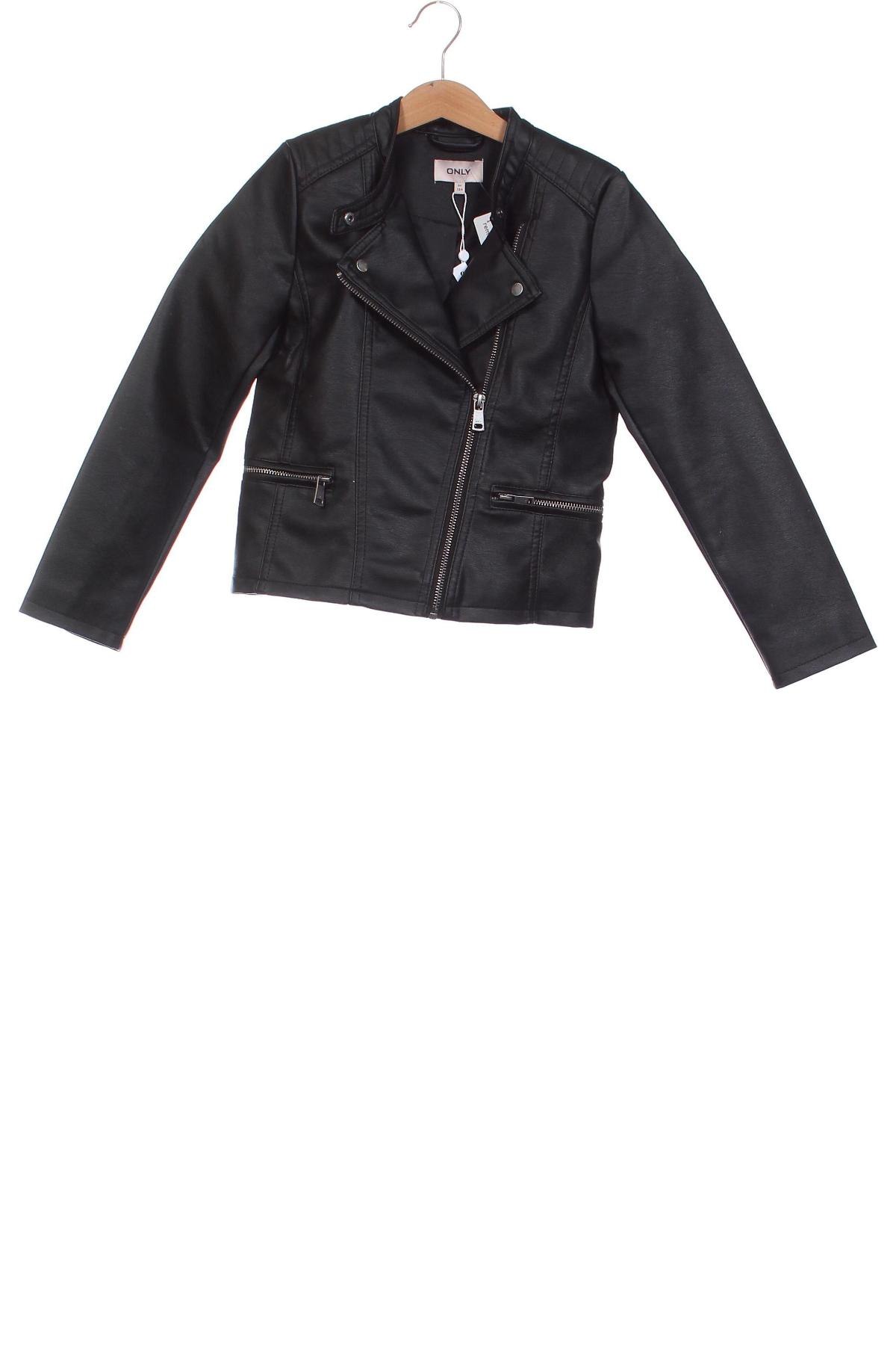 Kinder Lederjacke ONLY, Größe 7-8y/ 128-134 cm, Farbe Schwarz, Preis 24,79 €